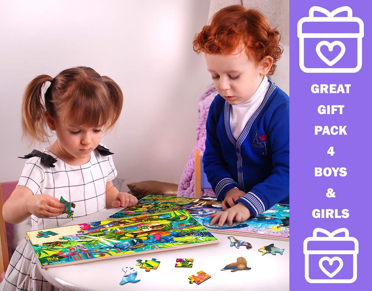 QUOKKA wooden puzzles irregular-pieces 60-piece – challenging shapes foster careful placement