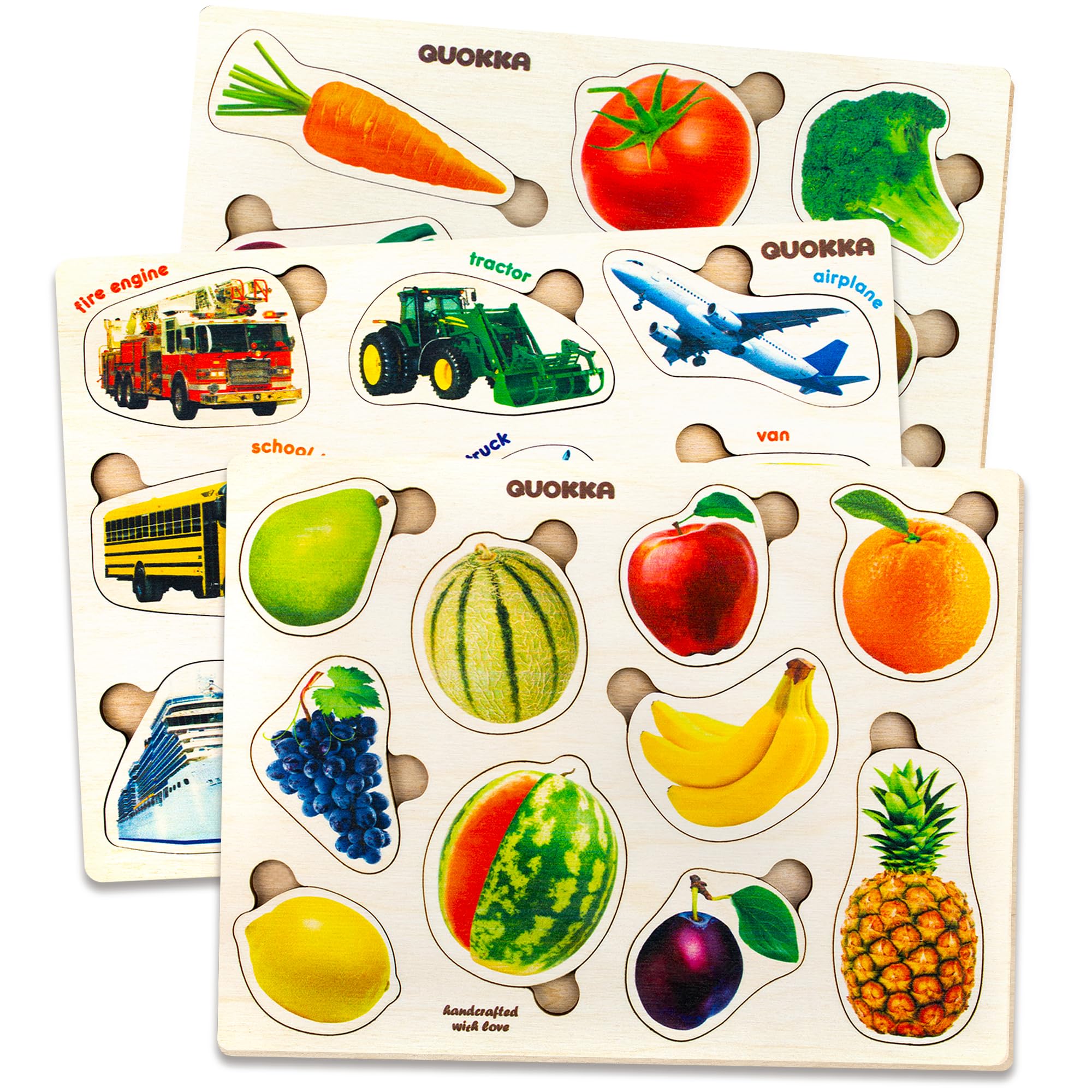 Quokka wooden puzzles realistic fruits image showing vivid fruit pieces for recognition and motor skills
