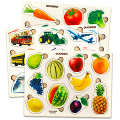 Quokka wooden puzzles realistic fruits image showing vivid fruit pieces for recognition and motor skills
