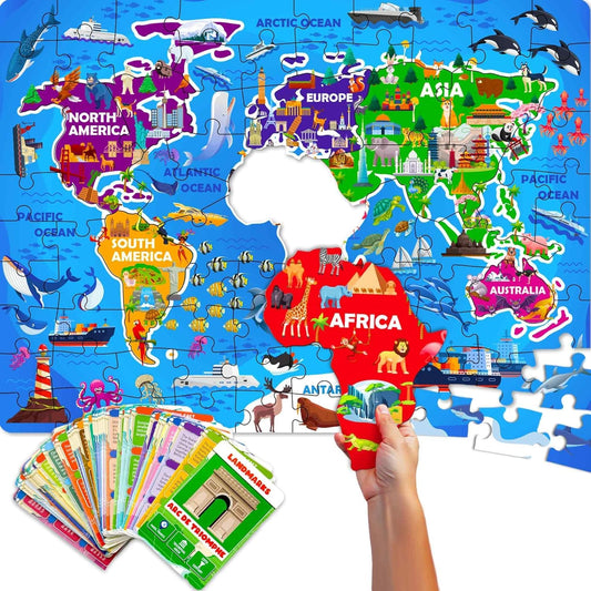QUOKKA World Map Puzzle giant pieces for collaborative learning.