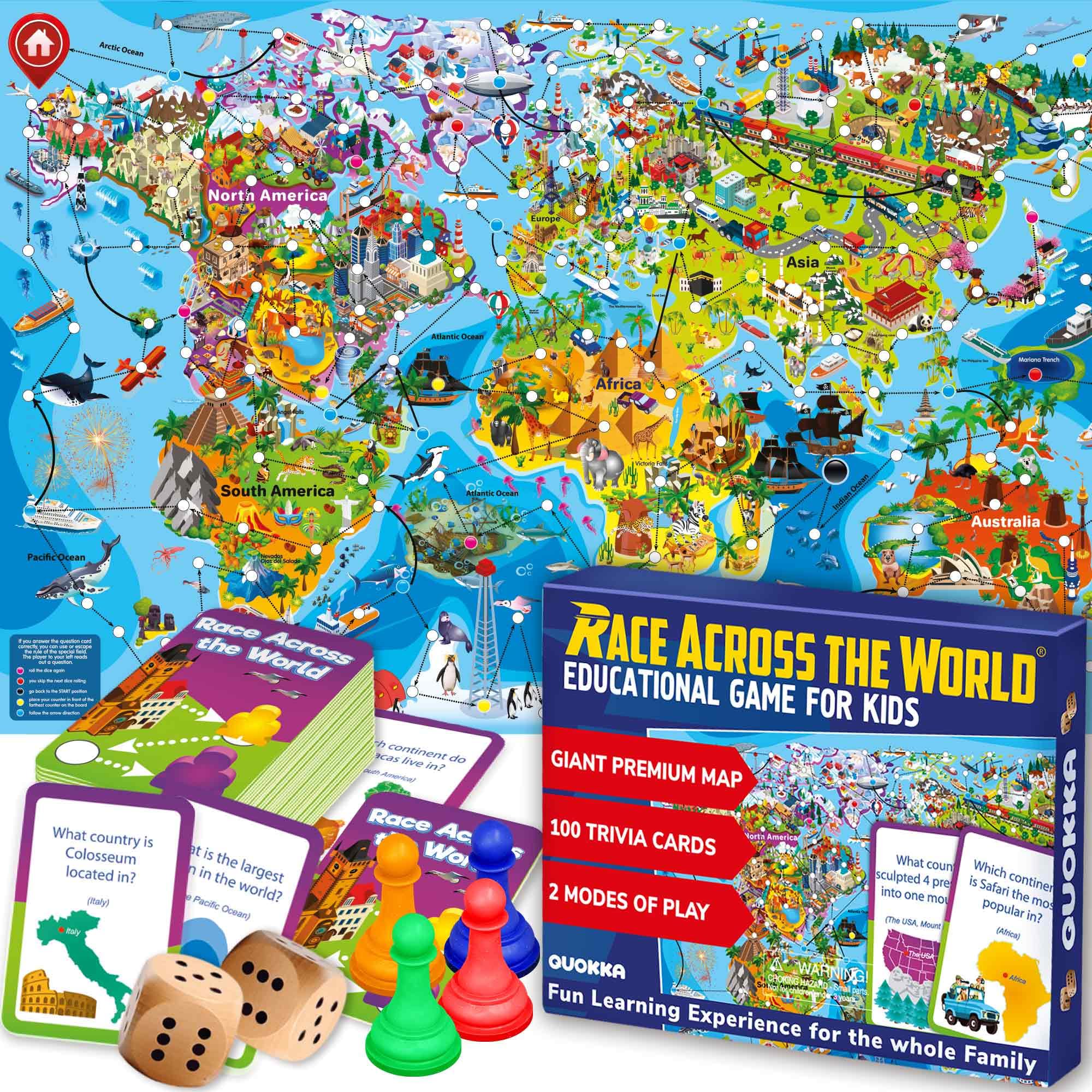 QUOKKA World Race map board inviting family exploration and learning