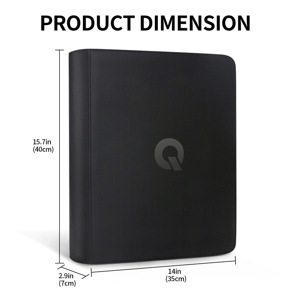 Qurhafoo Toploader Binder inside pages showing 9-pocket layout for 324 cards.