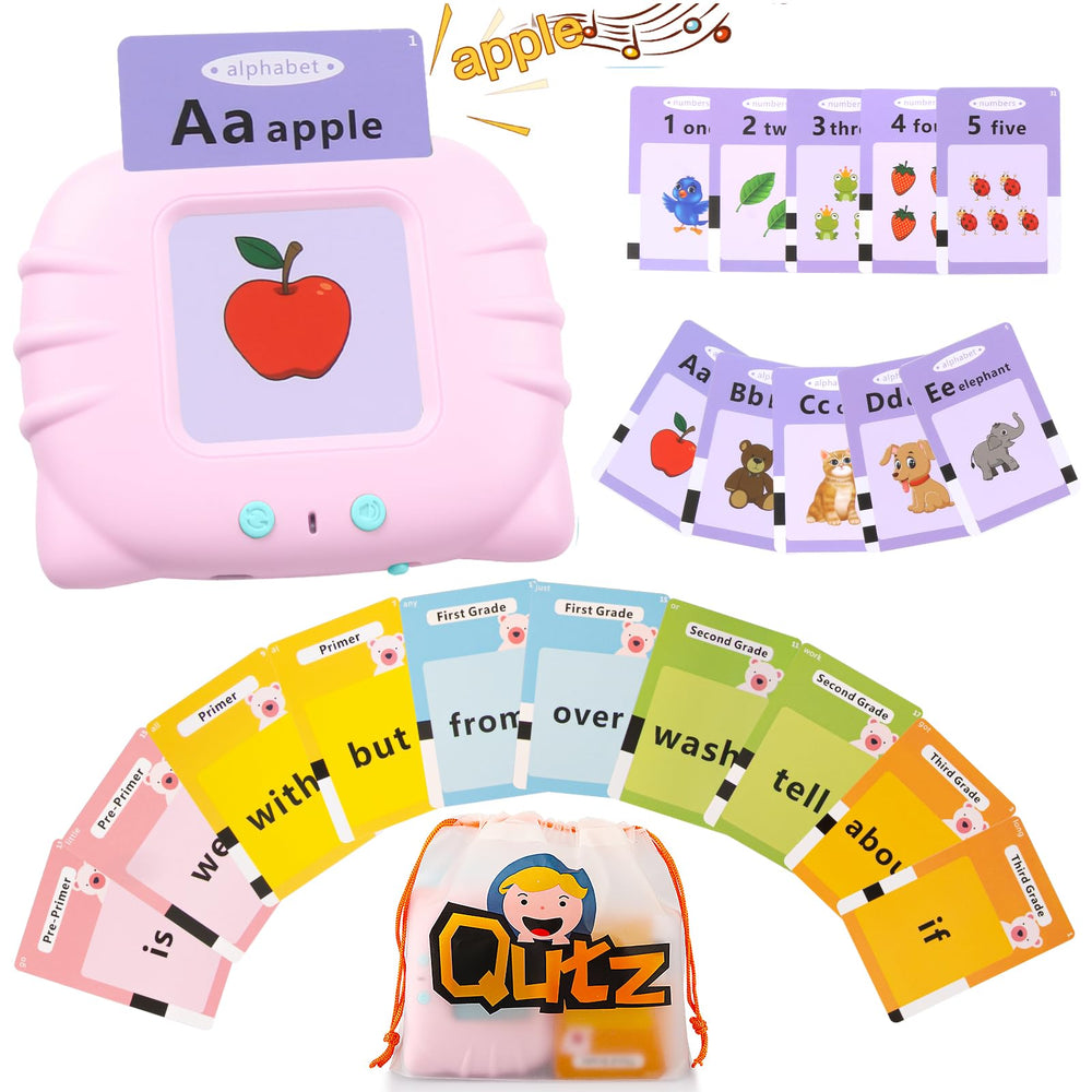 QuTZ ABC Flash Cards cover image shows kid-friendly learning setup for toddlers