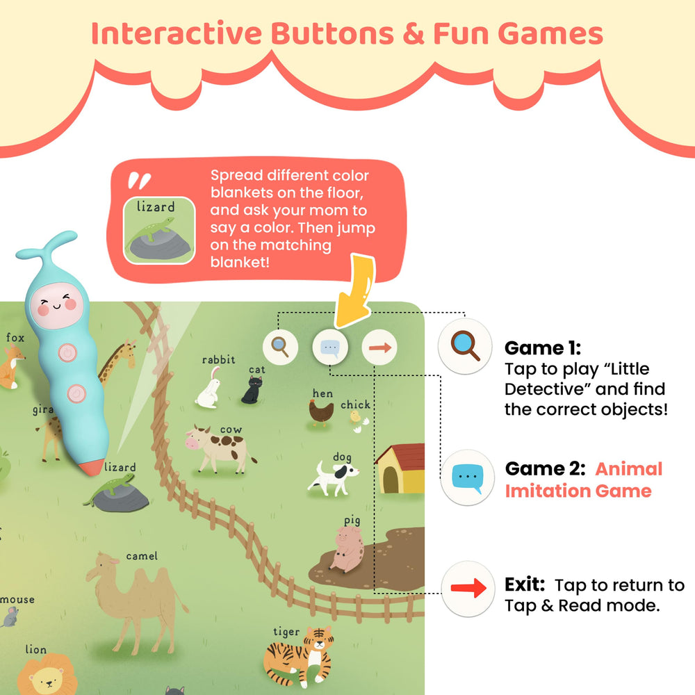 QuZT phonics story book pages highlight letters and sounds in a playful way.