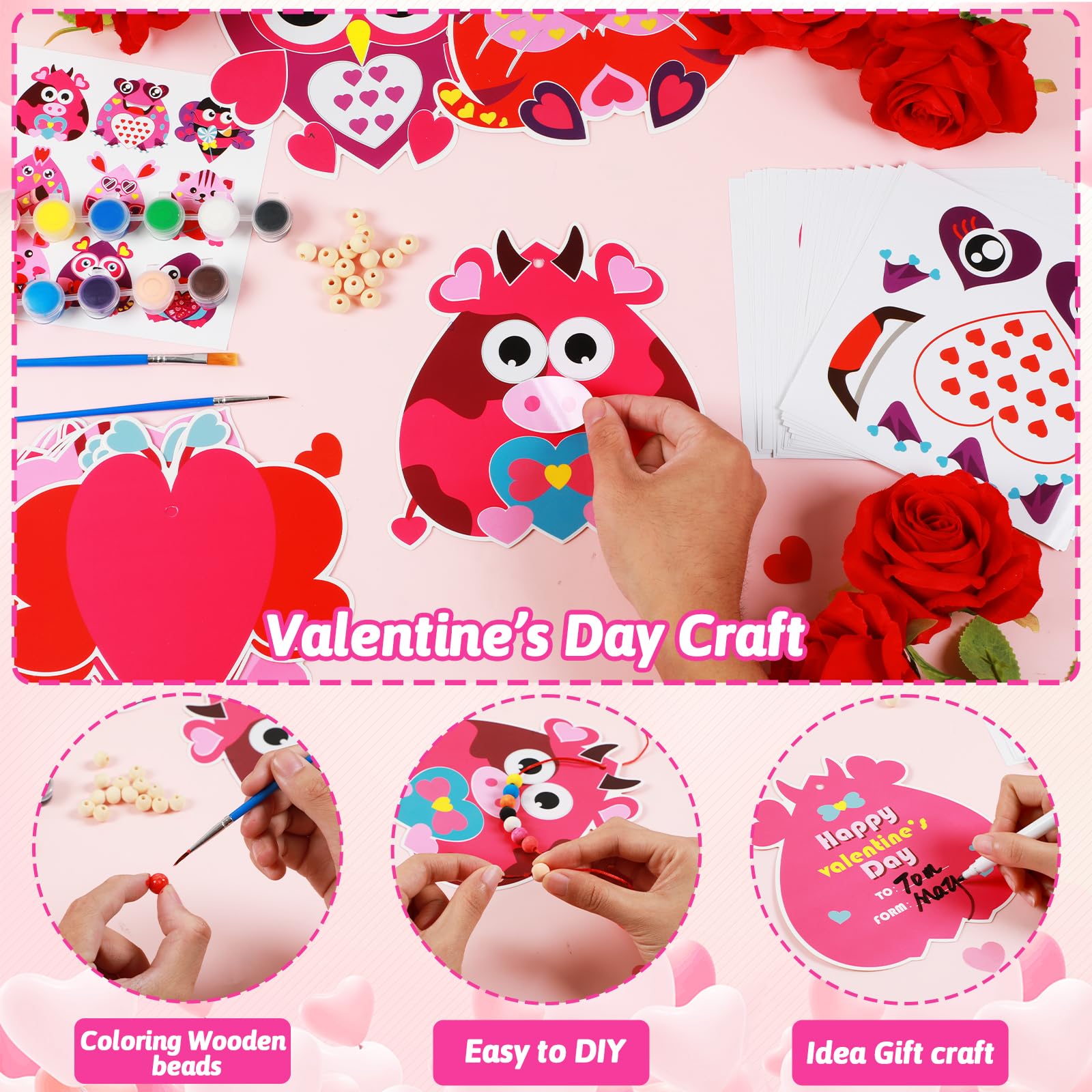 Qyeahkj beads, strings, and paint set promoting hands-on creativity and fine motor practice
