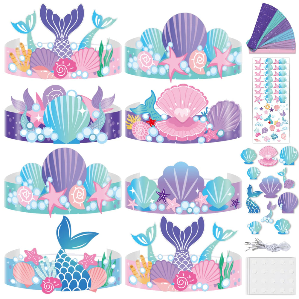 Qyeahkj mermaid crowns cutouts for kids' undersea party crafts and wearables