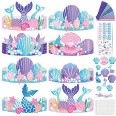 Qyeahkj mermaid crowns cutouts for kids' undersea party crafts and wearables