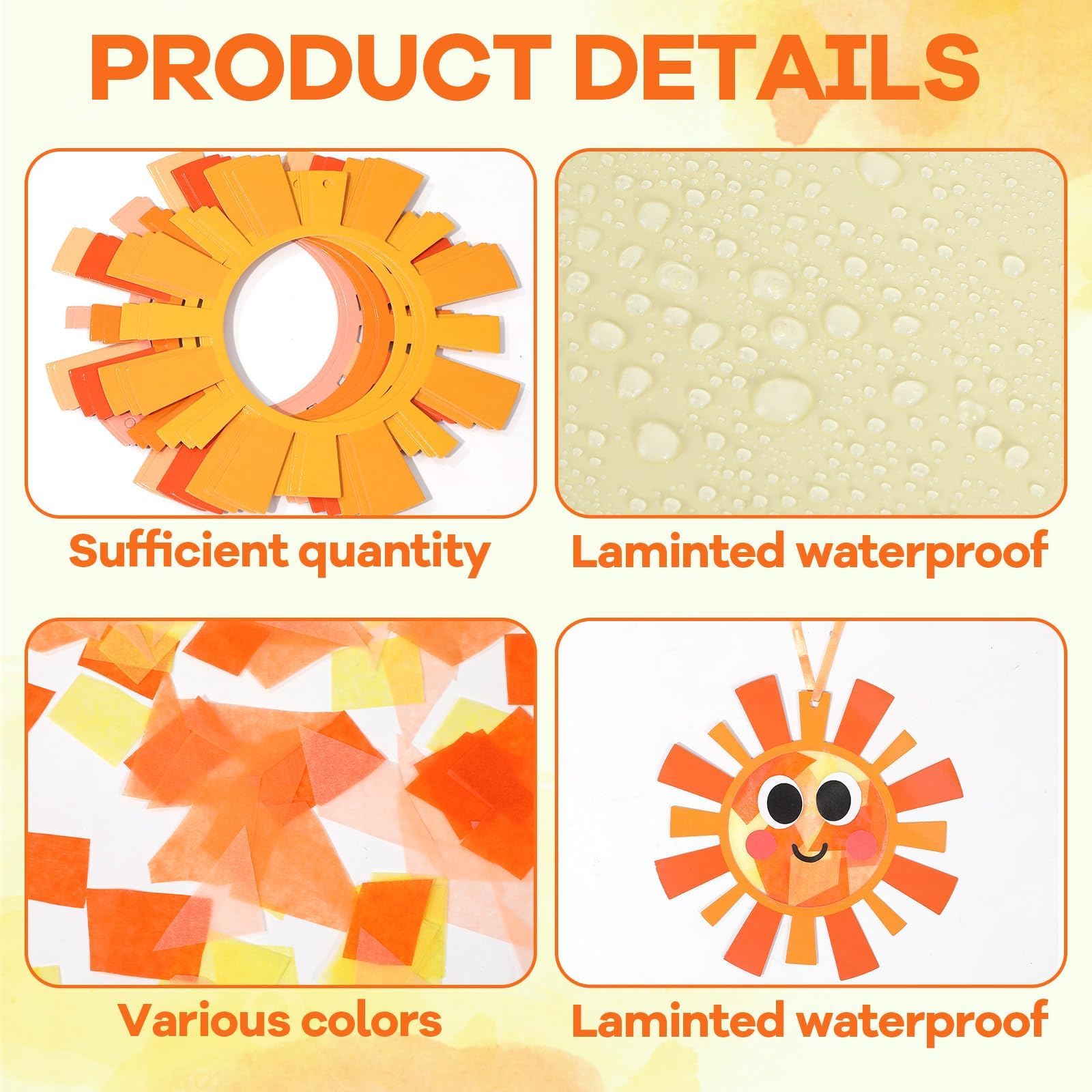 Qyeahkj transparent PVC stickers for easy, mess-free sun craft assembly