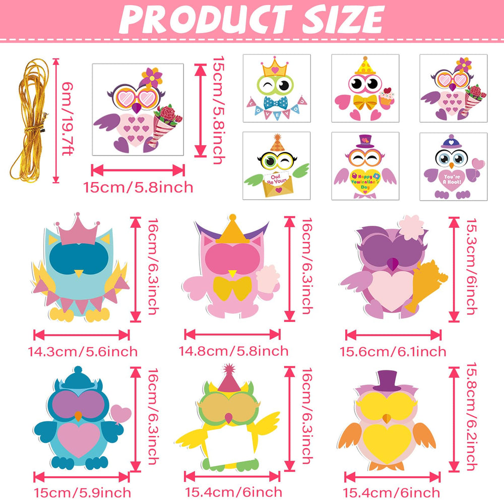 Qyeahkj owl craft stickers add color and texture for engaging Valentine decorations.