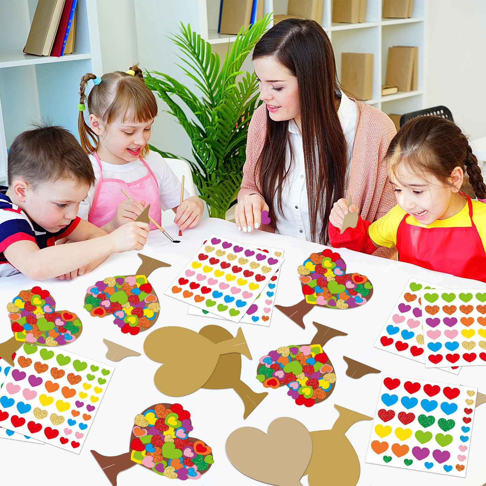 Qyeahkj valentines party decorations idea using multi-color stickers.