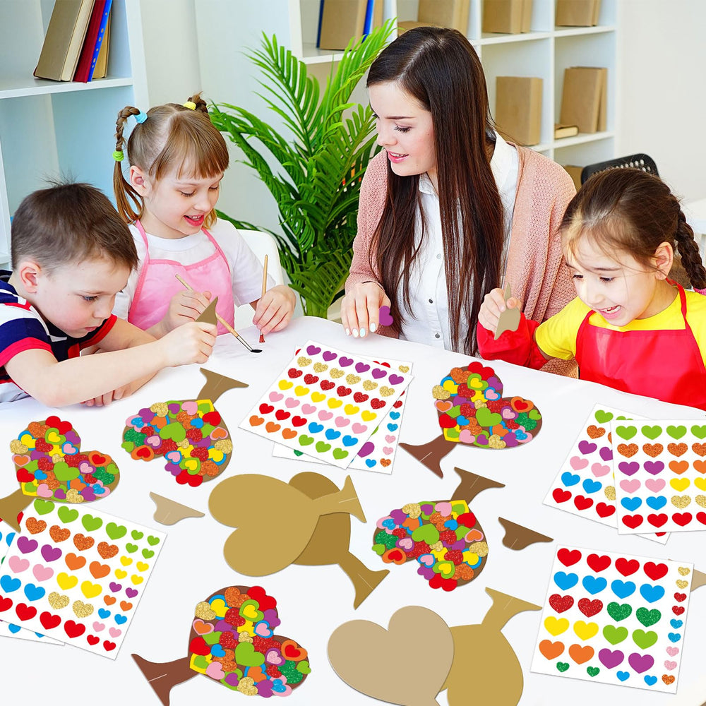 Qyeahkj valentines party decorations idea using multi-color stickers.