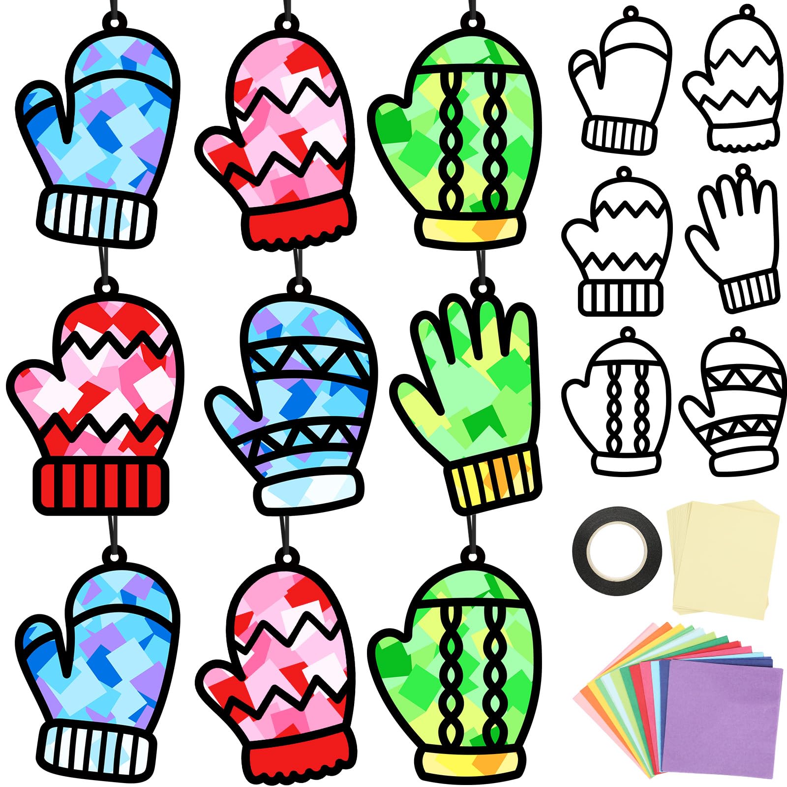 Qyeahkj winter glove suncatchers kit cover for kids' crafts