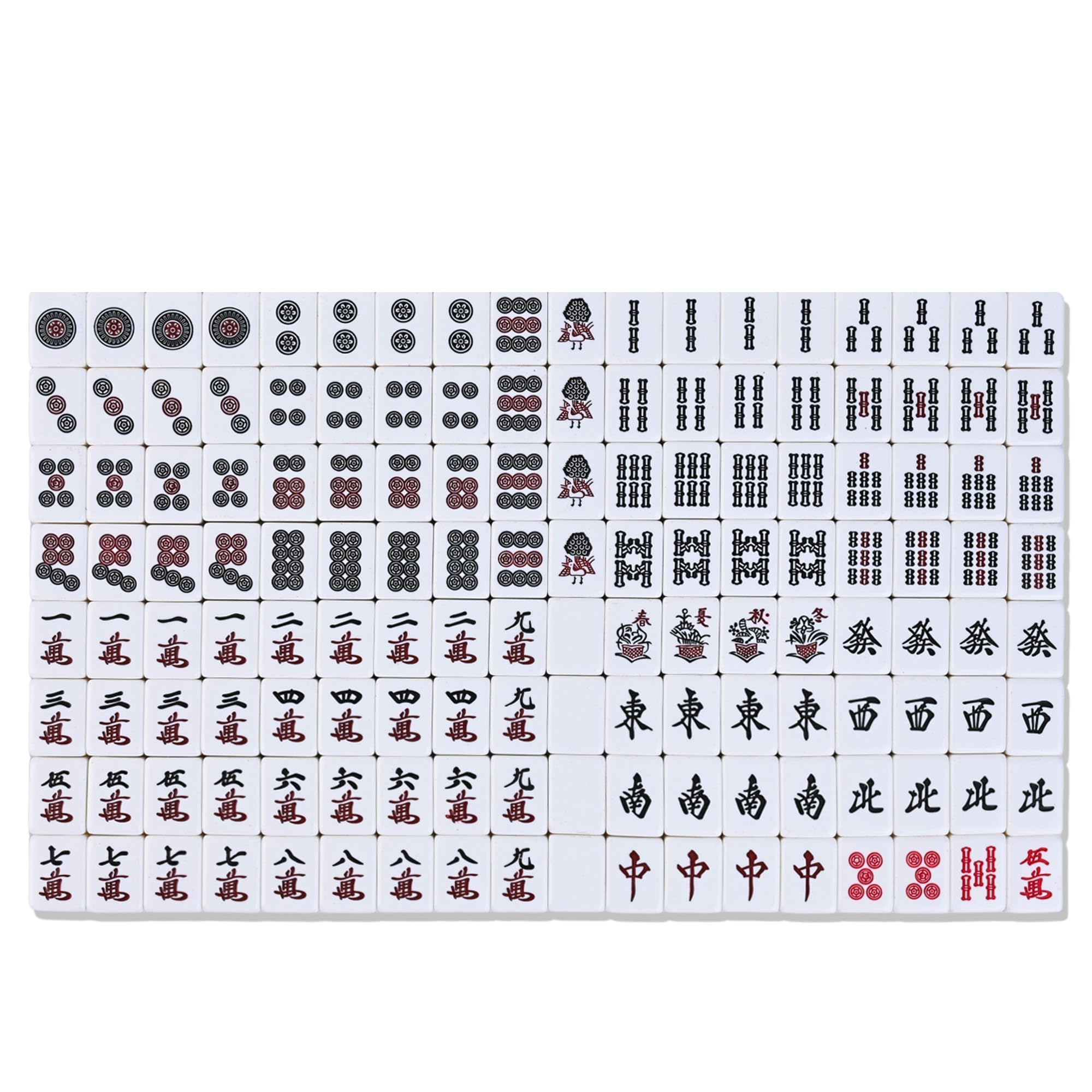 QYMZKA collection of 144 tiles spread for a complete Riichi setup
