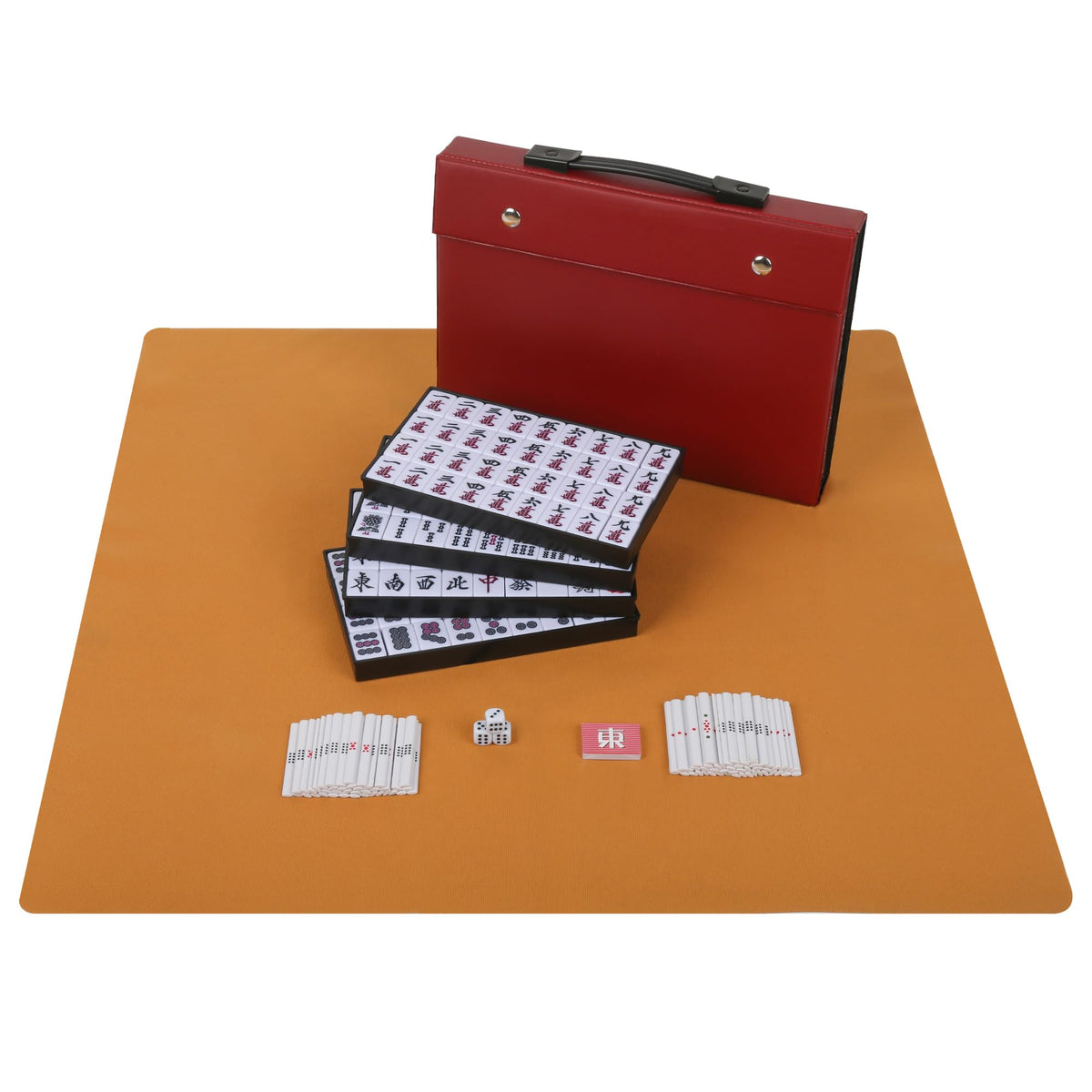 QYMZKA Riichi Mahjong tiles with white faces and yellow backs for clear play