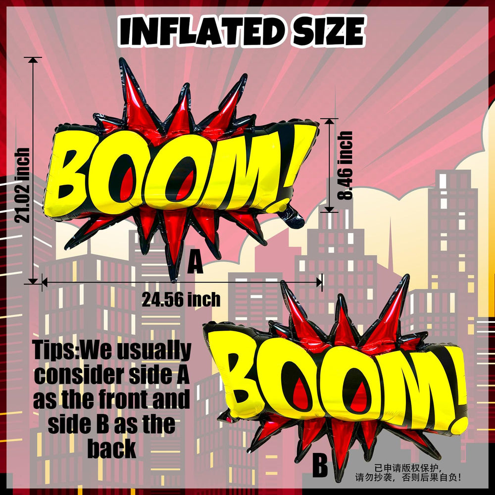 QZCPGP hero-theme foil balloons 24in perfect for dramatic birthday party setups.