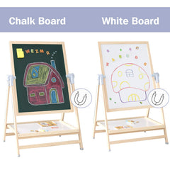 QZMTOY adjustable-height easel in action for a growing child