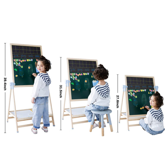 QZMTOY deluxe standing easel side view showing storage area and accessories