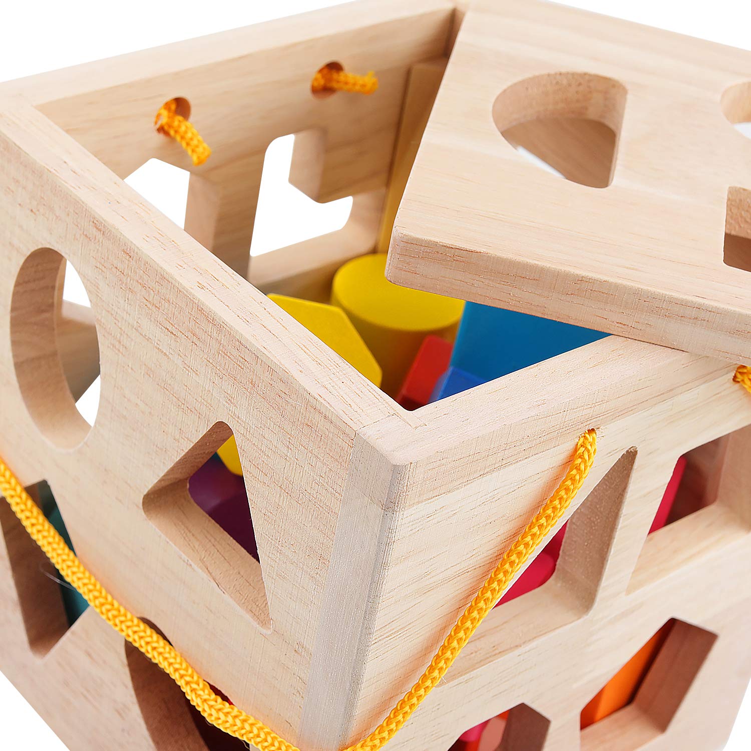 QZMTOY Handcrafted wooden cube with smooth finish and durable construction.