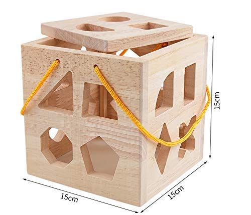 QZMTOY Shape sorter lid and carrying strap support easy storage.