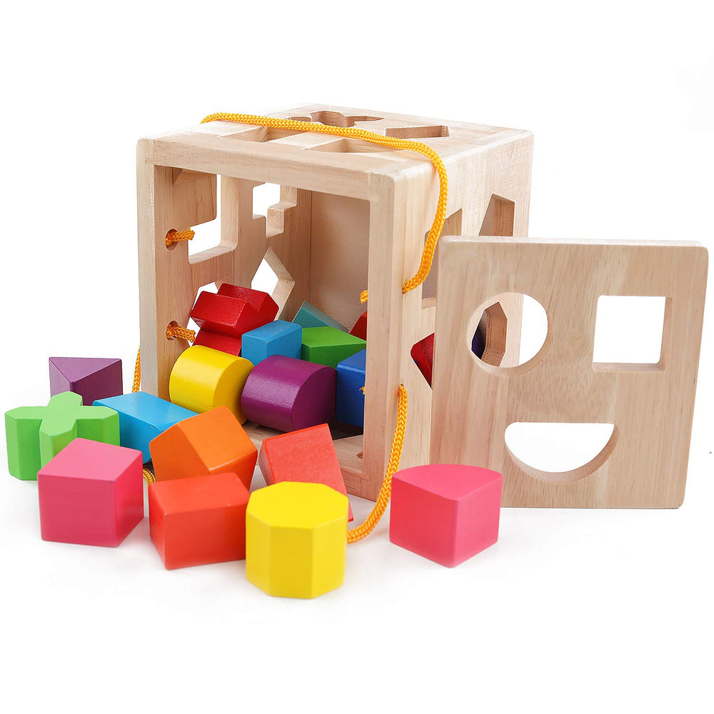 QZMTOY Solid wood blocks in colors aid color recognition and sorting tasks.