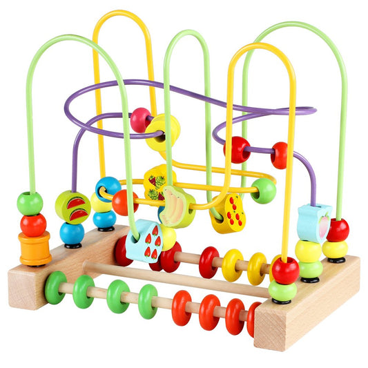 QZMTOY wooden bead maze promotes fine motor skills with colorful beads