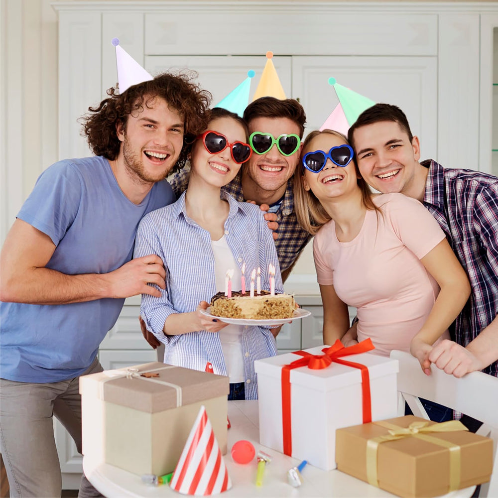 QZV pastel hats used as cheerful photo props for celebrations.