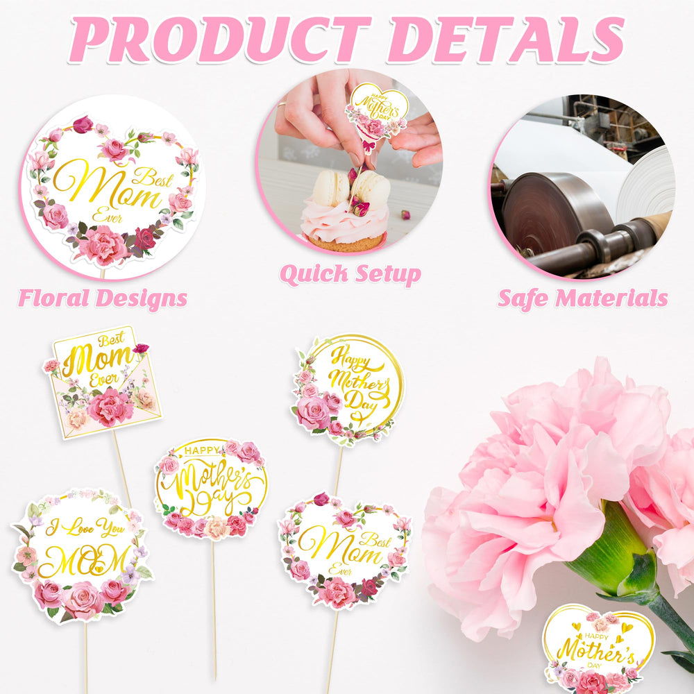 QZYL Gold-foil flower cake toppers elevate dessert tables with festive sparkle