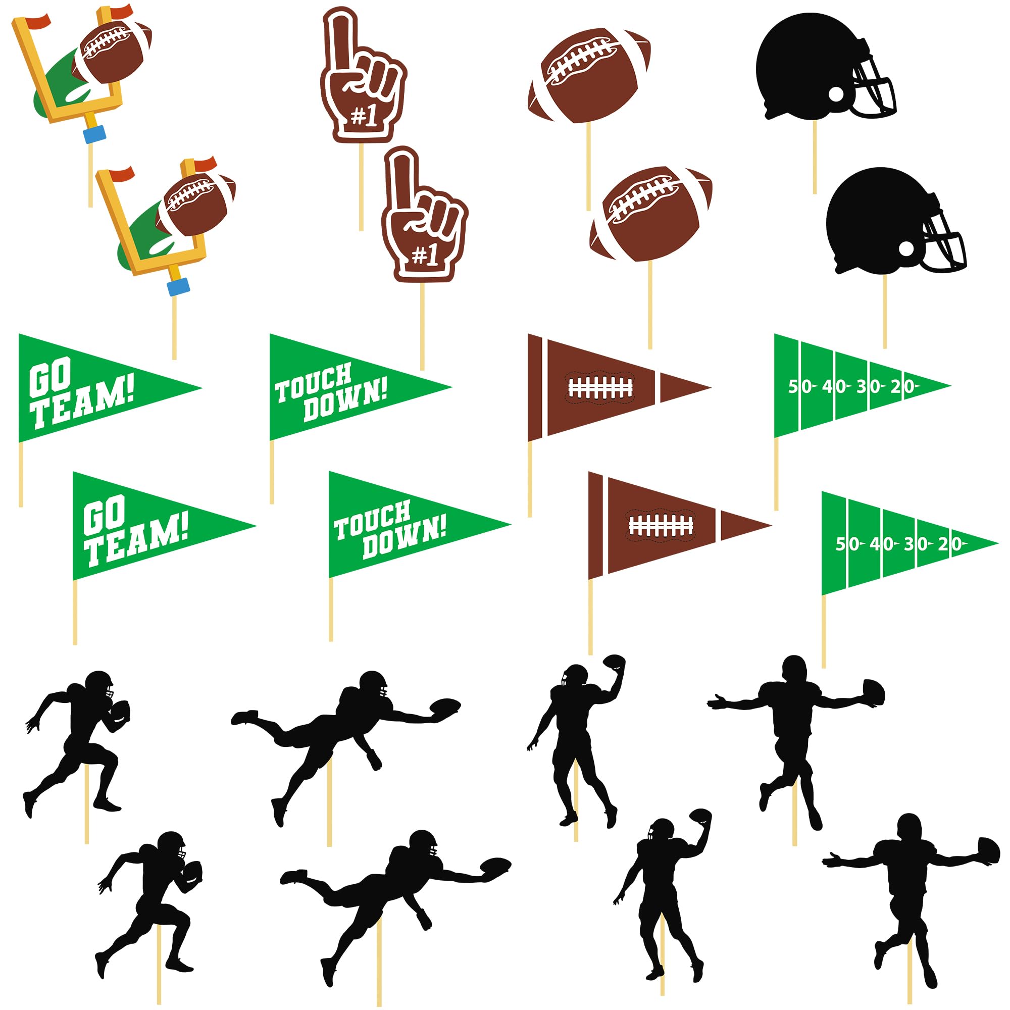 QZYL football cupcake toppers assortment enhances sports-themed desserts for parties.