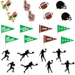 QZYL football cupcake toppers assortment enhances sports-themed desserts for parties.