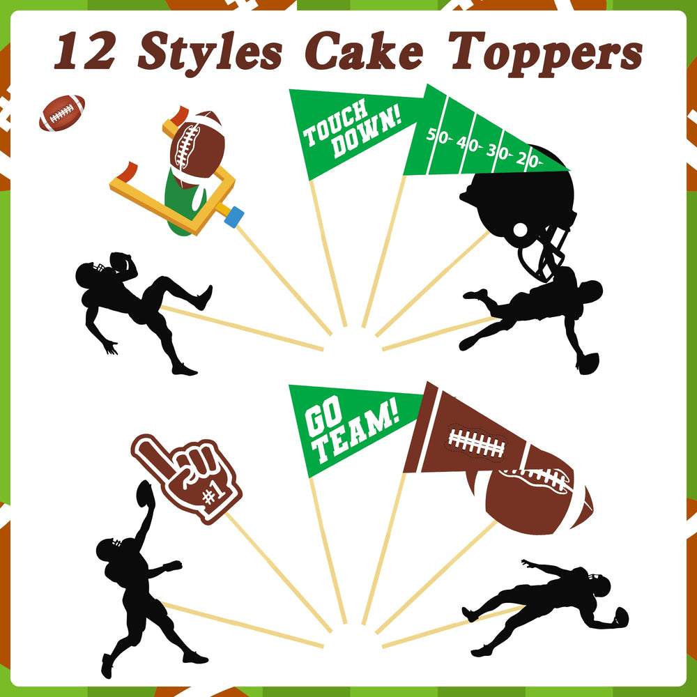 QZYL football player cake toppers in various poses spark excitement on treats.