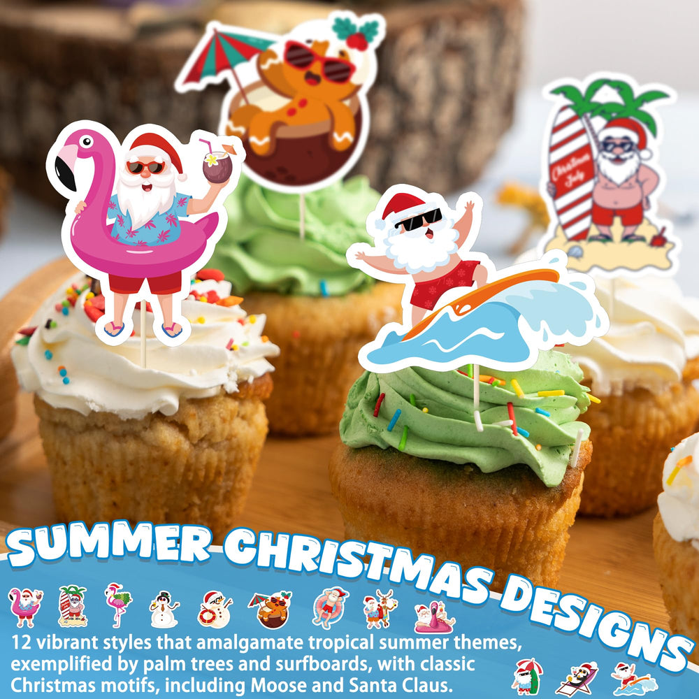 QZYL Moose in summer topper playful Christmas motif for cakes.