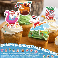 QZYL Moose in summer topper playful Christmas motif for cakes.