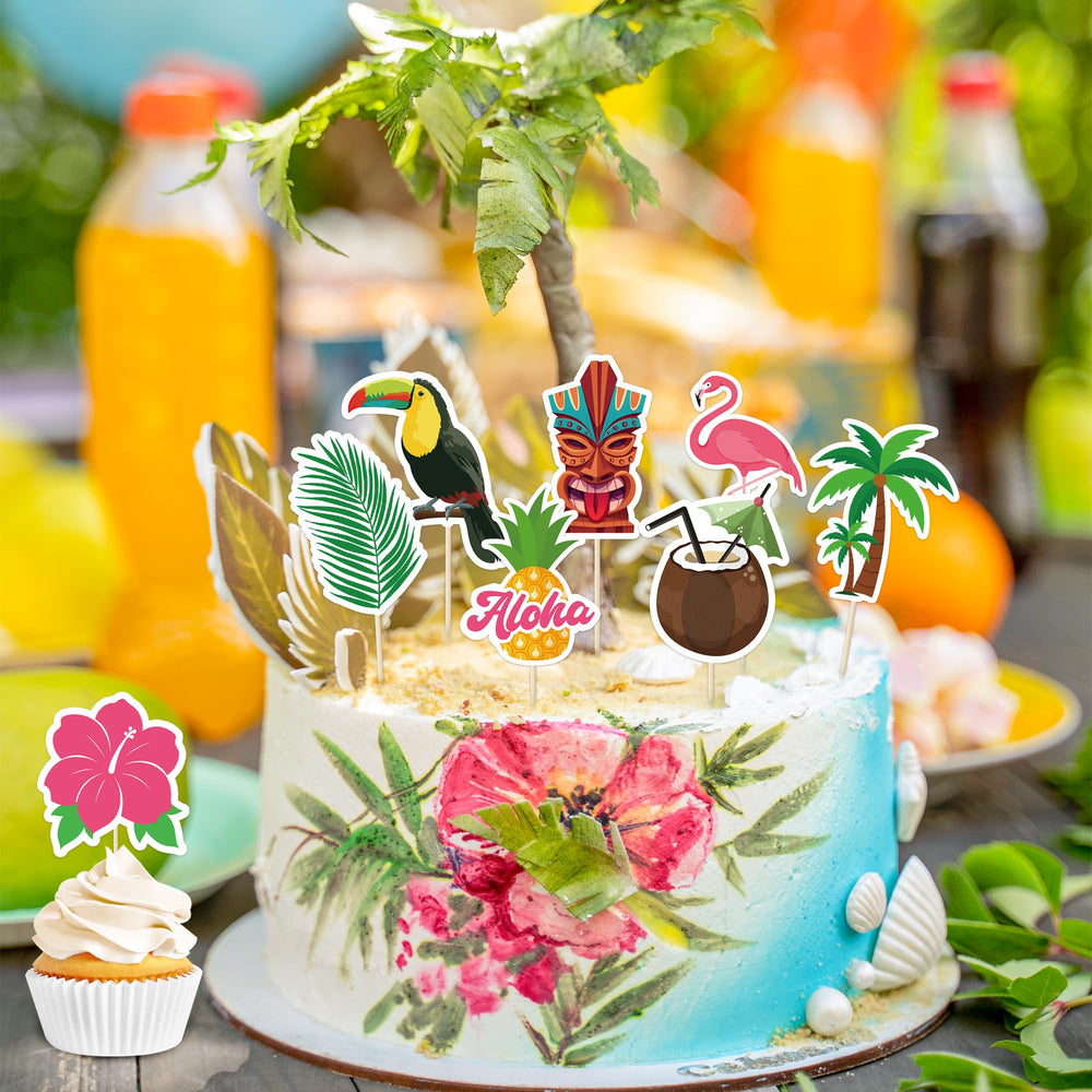QZYL palm leaf toppers evoke Hawaiian luau style for fruit trays