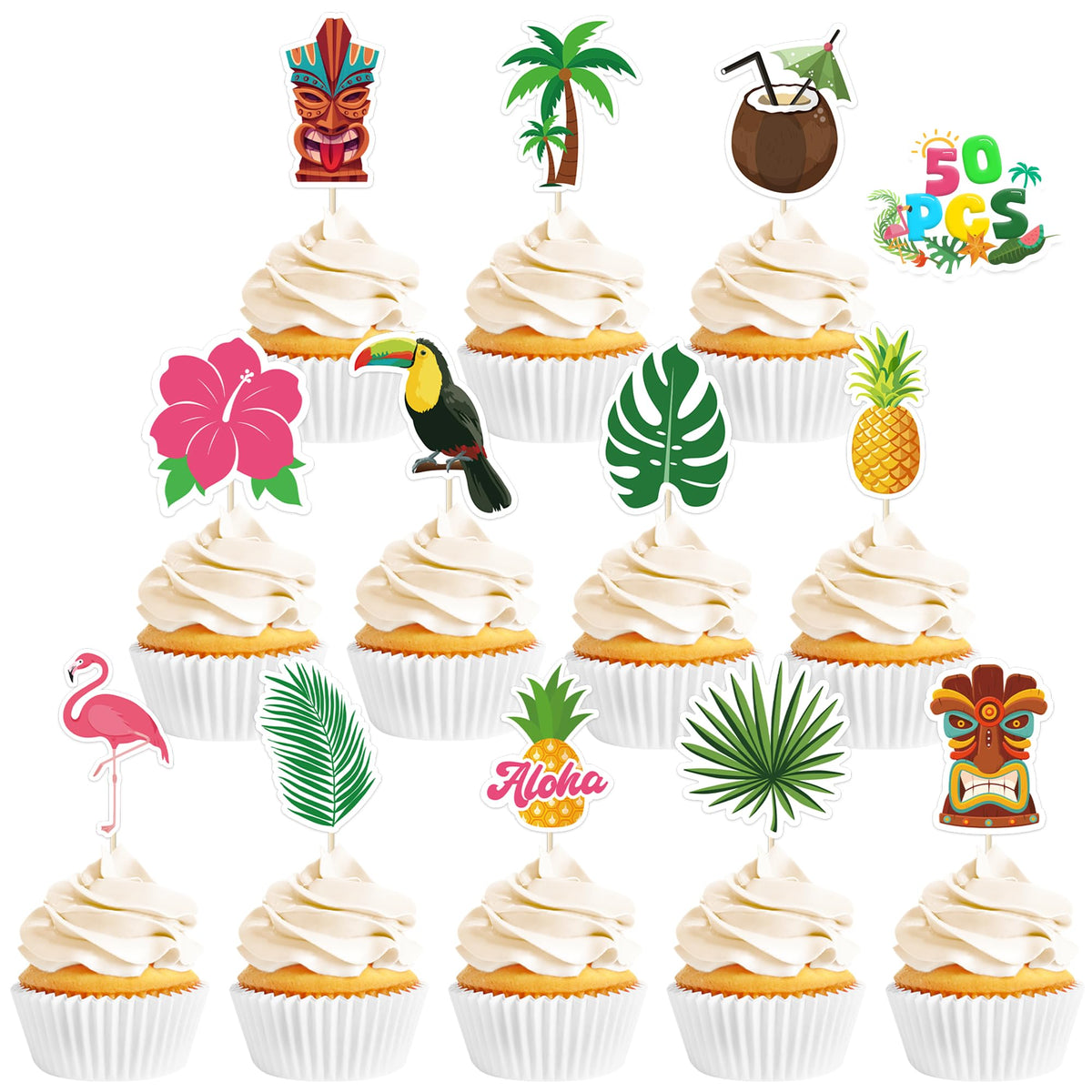QZYL tropical cake picks with pineapple design for vibrant dessert displays