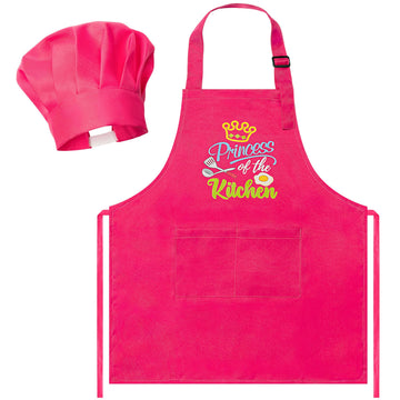 R HORSE kid apron and chef hat set rose red front view for playful cooking