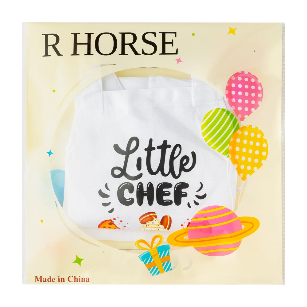 R HORSE gift-ready kid apron and hat set suitable for birthdays and holidays.