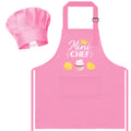 R HORSE kid apron and chef hat set laid flat in light pink for kitchen play