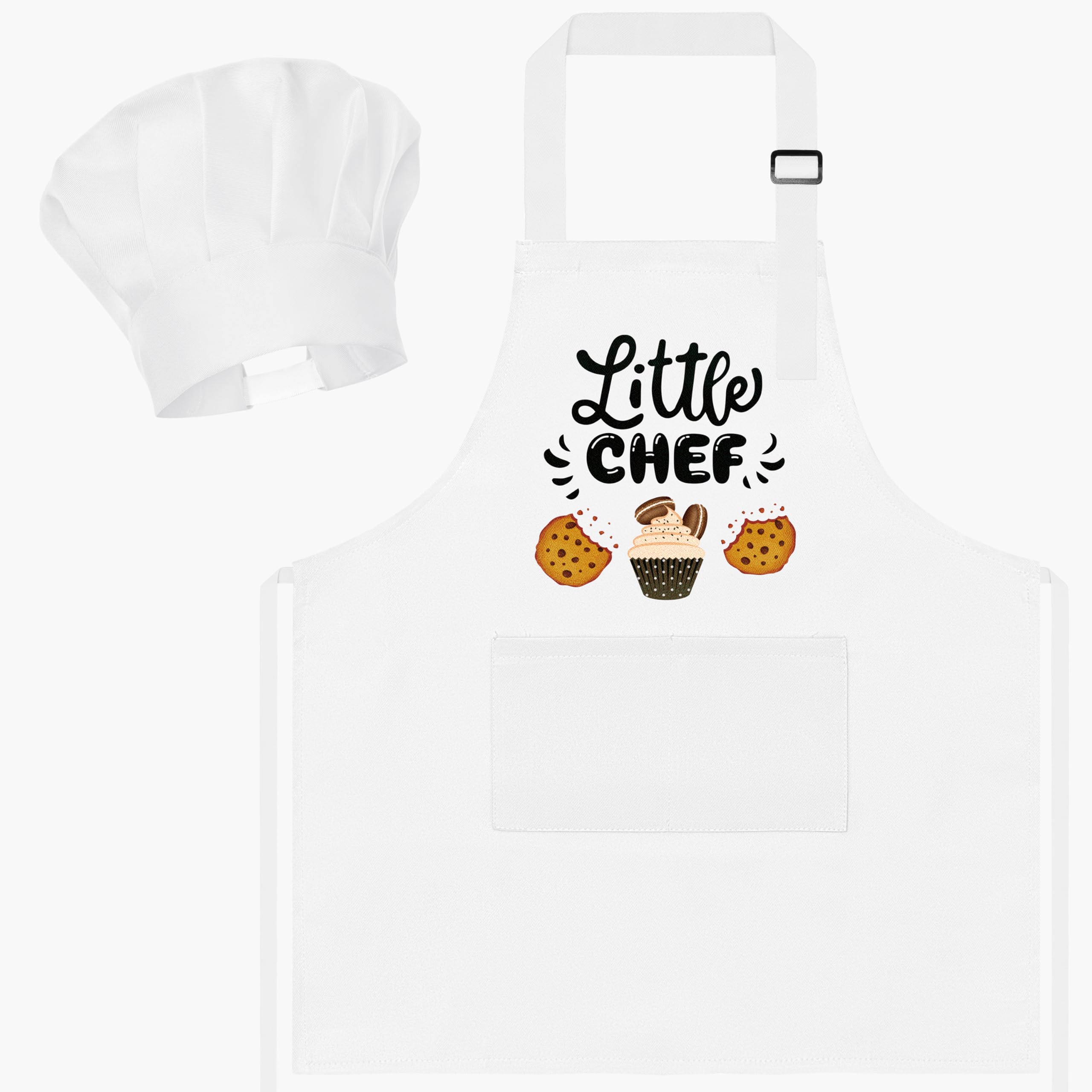 R HORSE Kid Apron and Chef Hat Set with Little Chef print, ideal for baking and pretend play.