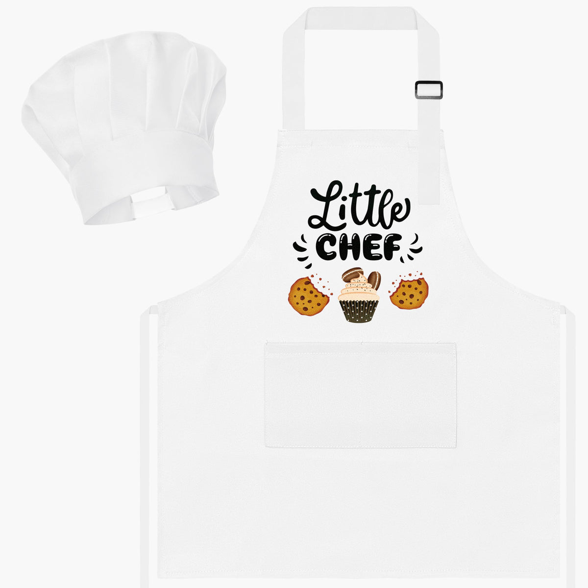 R HORSE Kid Apron and Chef Hat Set with Little Chef print, ideal for baking and pretend play.