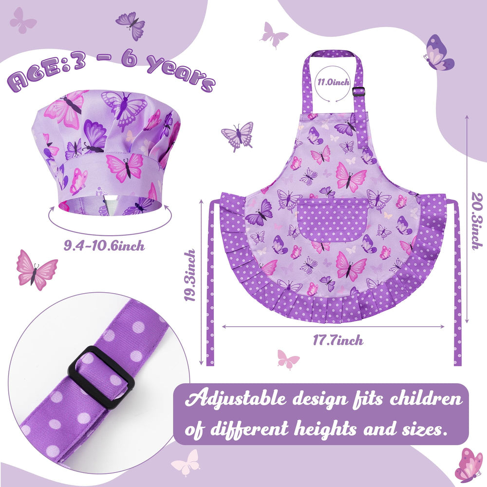 R HORSE kid chef hat with purple lace trim for stylish pretend play