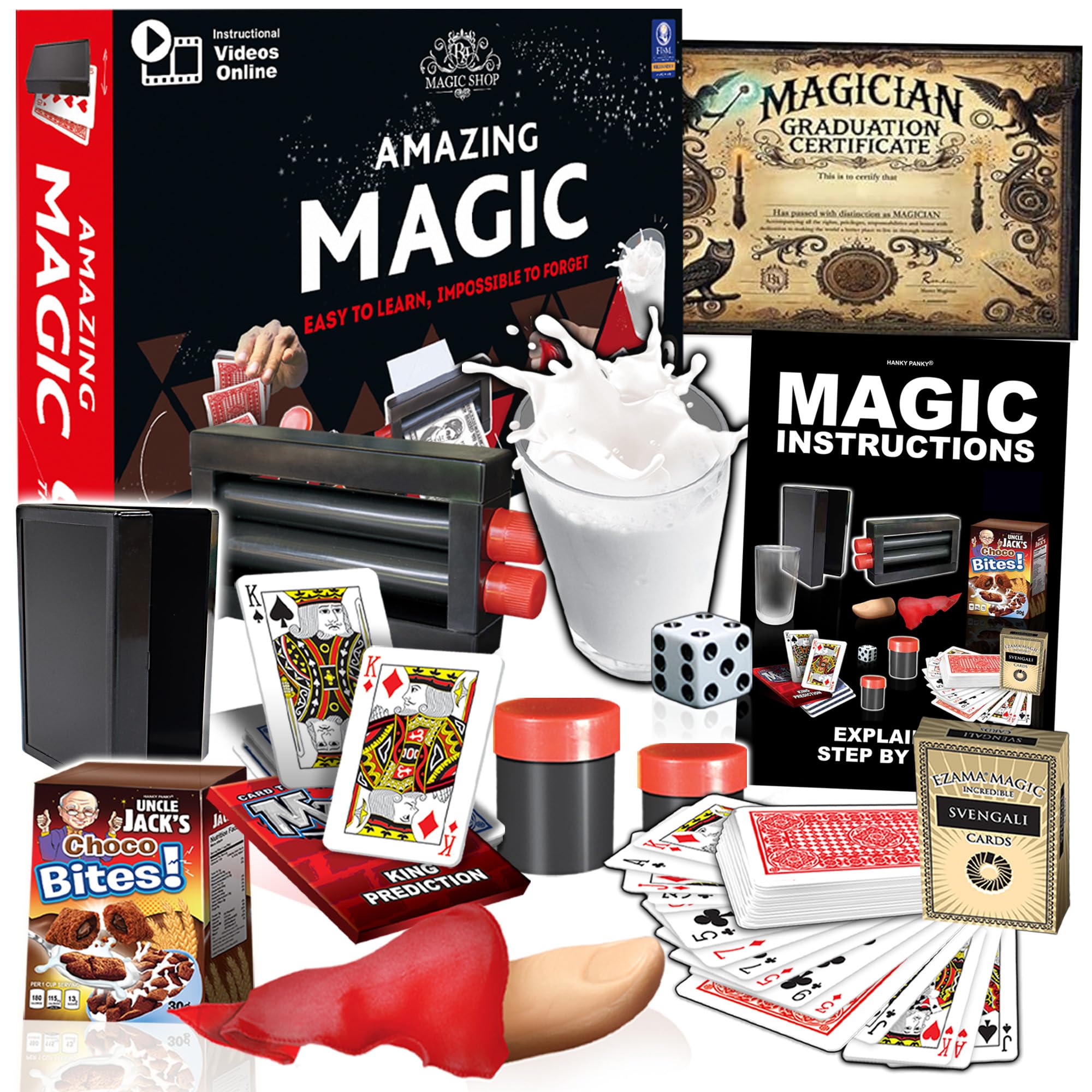 RA MAGIC SHOP Amazing Magic Set with 60 tricks and durable props for confident performances
