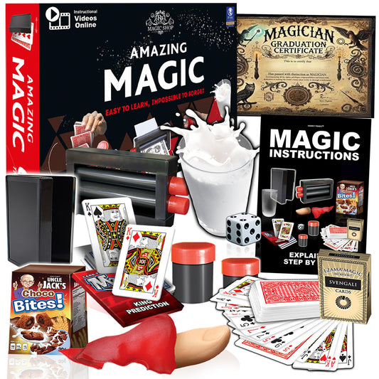 RA MAGIC SHOP Amazing Magic Set with 60 tricks and durable props for confident performances