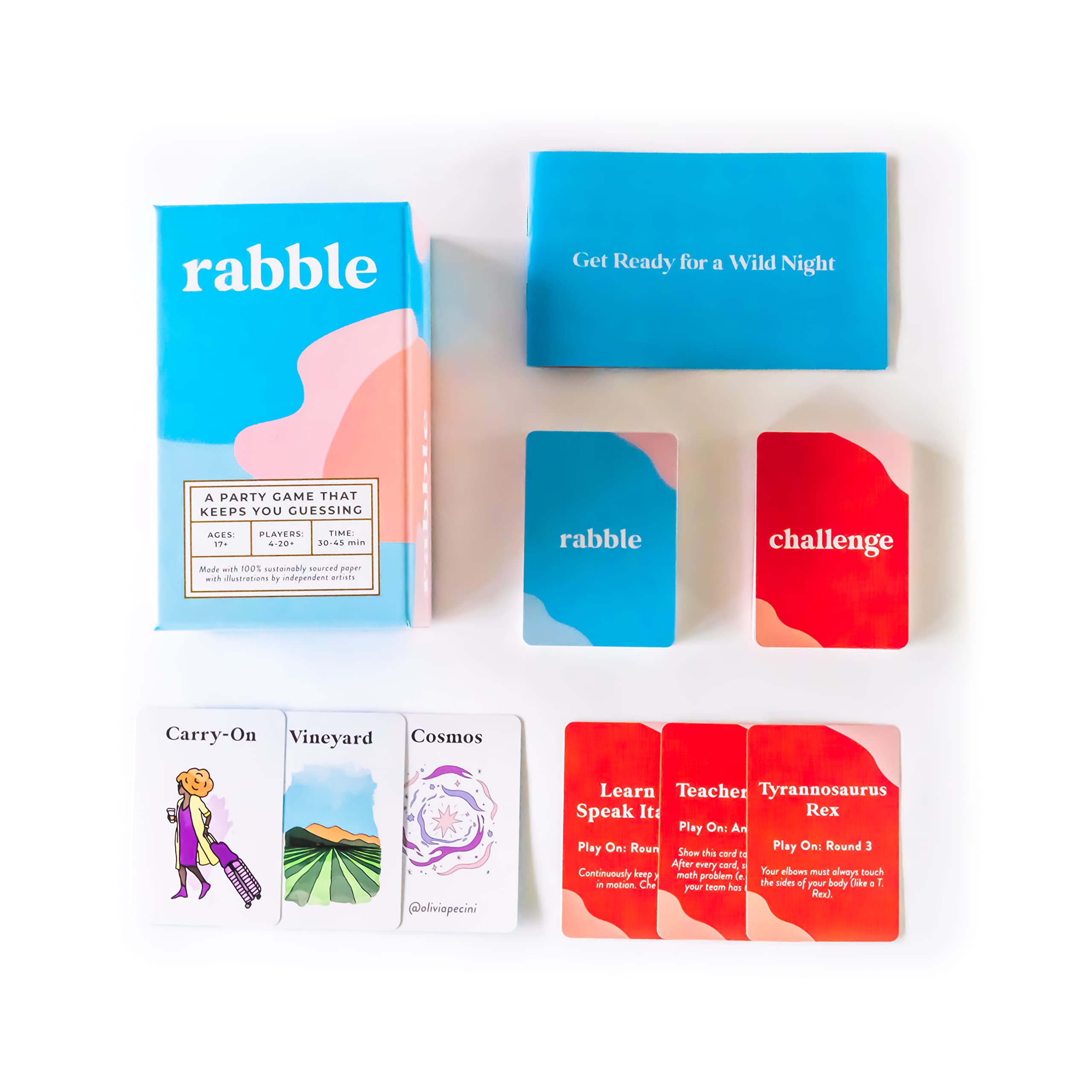 Rabble-artists-cards feature independent artist illustrations enhancing visuals.