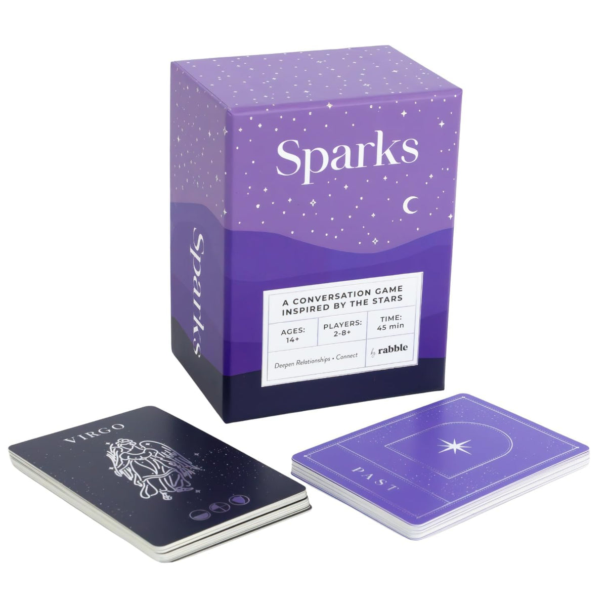Rabble Sparks star-themed game pack showing colorful Sparks cards for social nights