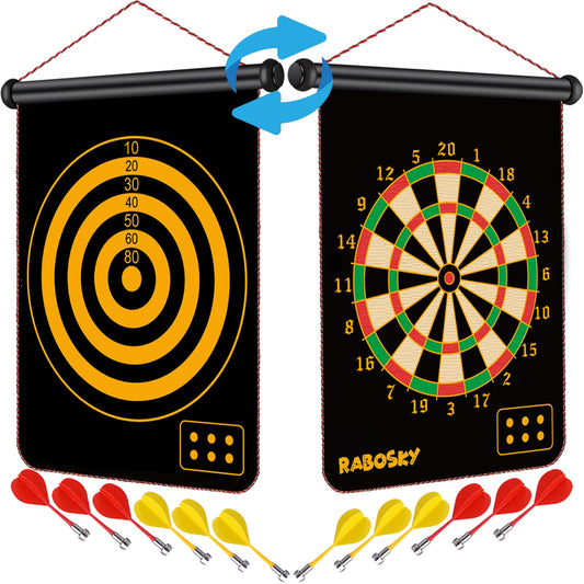 RaboSky magnetic dart board double-sided for versatile indoor play