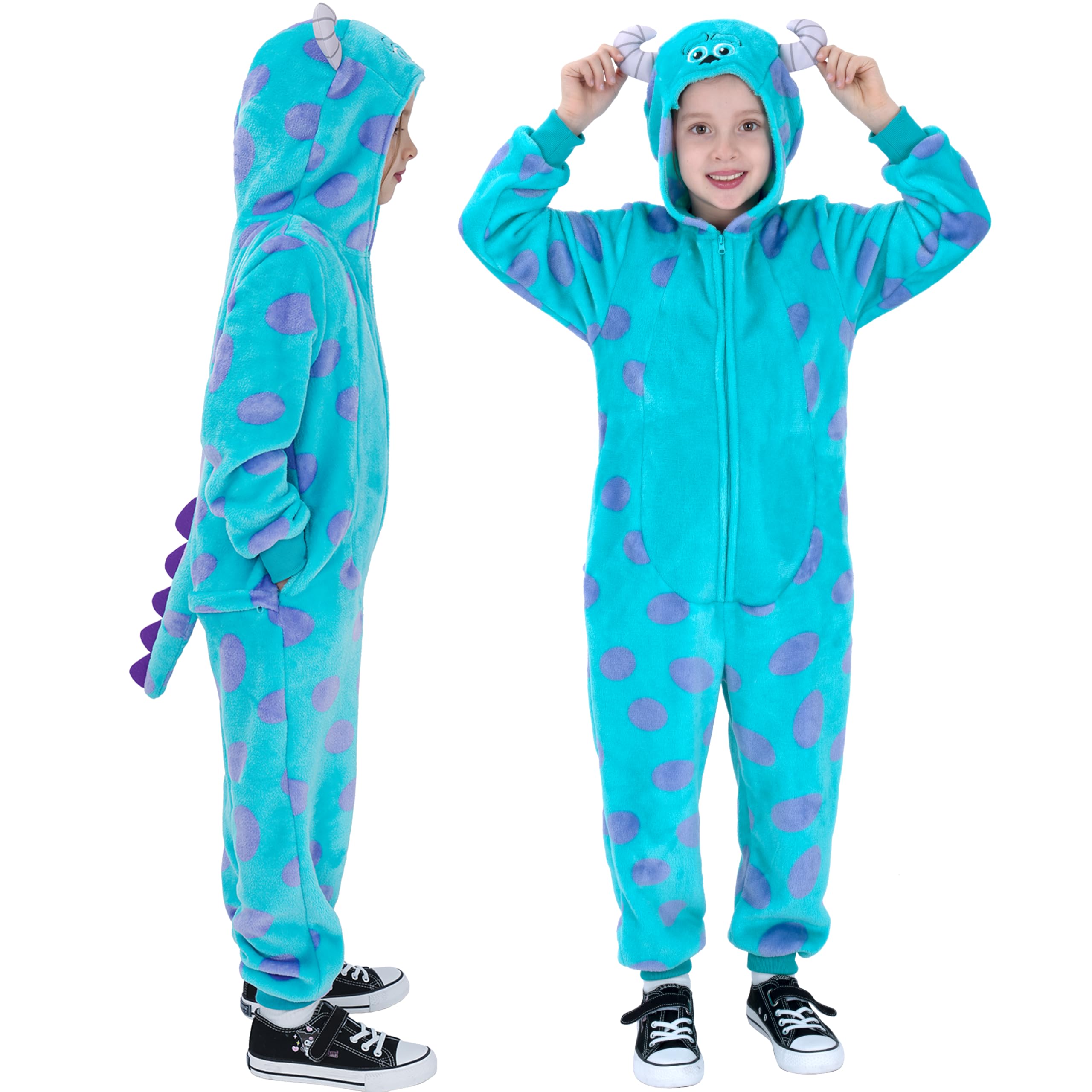 Rabtero Blue Monster costume hood with horns for playful kids' cosplay