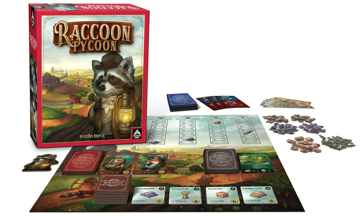 Raccoon Tycoon gameboard with deluxe artwork for immersive play.