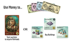 Raccoon Tycoon town cards delivering scoring variety during play.
