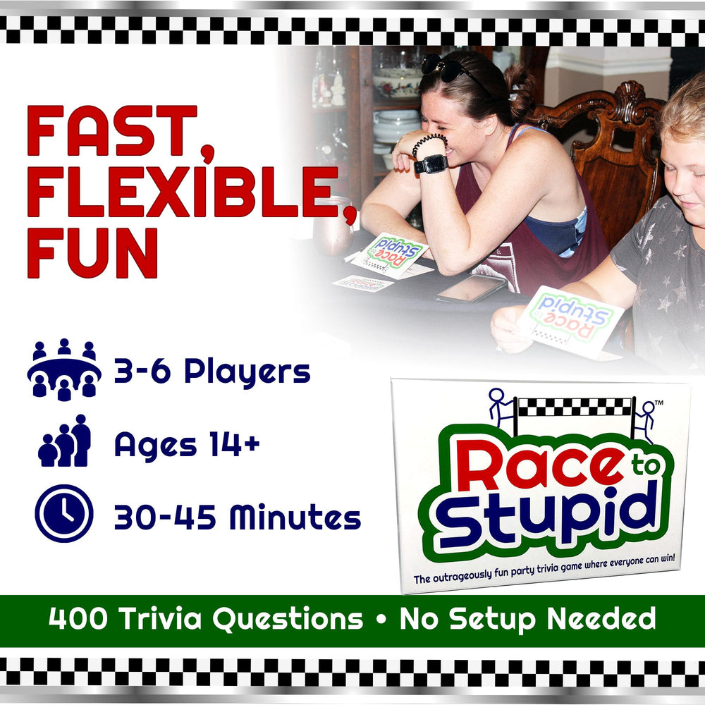 Race to Stupid dry erase markers beside reusable cards for easy play.