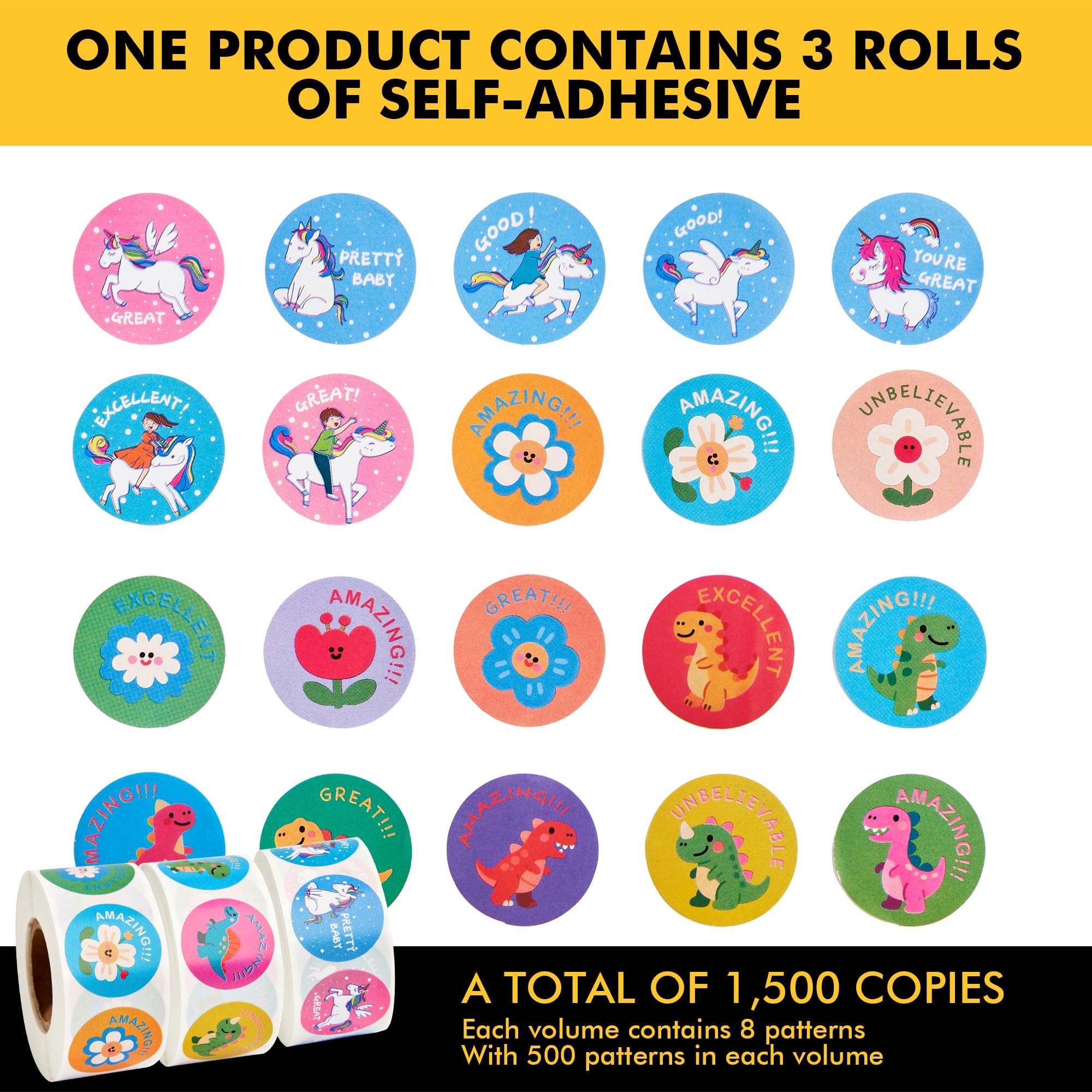 RACETOP 1-inch round unicorn design roll for colorful, kid-friendly rewards.